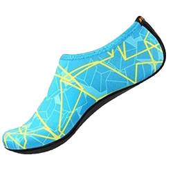 Xmiral Wasserschuhe Damen Gummisohle Drucken Laufschuhe Trocknend Badesandale Schwimmschuhe Wasserdicht Barfu?Schuhe f黵 Pool Surfen Yoga rutschfest Badelatschen(Blau,42-43 EU) von Xmiral