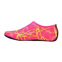 Xmiral Wasserschuhe Damen Gummisohle Drucken Laufschuhe Trocknend Badesandale Schwimmschuhe Wasserdicht Barfu?Schuhe f黵 Pool Surfen Yoga rutschfest Badelatschen(Rosa rot,34-35 EU) von Xmiral