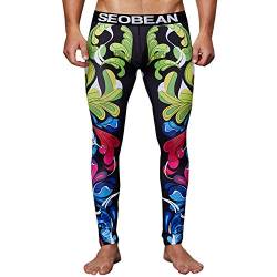 Xmirral Herren Unterw鋝che Hose Print Atmungsaktiv Sport Leggings Lange Unter Hosen(S,Schwarz) von Xmirral