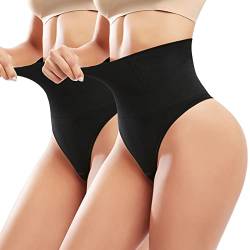 Xnova Bauchweg Unterhose Damen Shapewear Miederslip, Body Shaper String Figurformende Hose mit Bauchdeckenstraffung Miederhose Bauchweg Stark Formend (2 Stück schwarz, XL) von Xnova