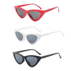 XoeLLe Katzenauge Vintage Sonnenbrille, 3 Stück Sonnenbrille Herren Damen, Sonnenbrille Festival, Coole Y2k Sunglasses, UV-Schutz-Sonnenbrille für Draußen Damen Herren Fahren Reisen von XoeLLe