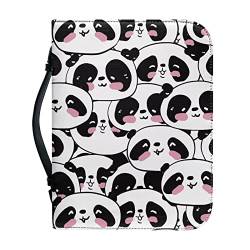 Xoenoiee Cute Panda Face Print Bible Cover Bible Case with Bookmark PU Leather Bible Case for Men Bible Carrying Case Bible Book Cover Bible Bag, 2XL von Xoenoiee