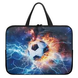 Xoenoiee Laptoptasche, 25,4 cm (10 Zoll), Fußball-Lightning-Galaxie-Druck, wasserdicht, Laptop-Tragetasche, Laptop-Tasche für Damen und Herren, tragbare Aktentasche von Xoenoiee