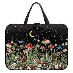 Xoenoiee Laptoptasche, 43,2 cm (17 Zoll), Pilz-Blumen-Mond-Muster, wasserdicht, Laptop-Tragetasche, Laptop-Tasche für Damen und Herren, tragbare Aktentasche von Xoenoiee