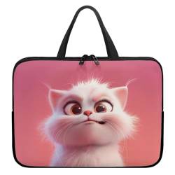 Xoenoiee Laptoptasche, wasserdicht, Laptop-Tragetasche, Laptop-Tasche für Damen und Herren, tragbare Tasche, Aktentasche, Niedliche Katze, Rosa, 17inch von Xoenoiee