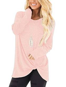 Xpenyo Langarm-Top, Twisted-Sweatshirt, lockere T-Shirt-Blusen, Tunika-Winter-Tops fur Damen 83-rosa M von Xpenyo