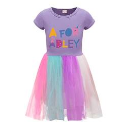 Xpialong A for Adley Mädchen Sommerkleider Casual Einteiler Flauschige Röcke, Lila 1, 9-10 Jahre von Xpialong