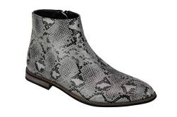 Xposed Herren-Patent Kunstleder Glänzende Haut der Schlange Druck Ankle Boots mit Reißverschluss auf Chelsea Händler Schuhe [A2076H-GREY-42] von Xposed