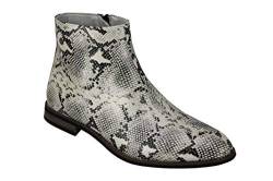 Xposed Herren-Patent Kunstleder Glänzende Haut der Schlange Druck Ankle Boots mit Reißverschluss auf Chelsea Händler Schuhe [A2076H-WHITE-41] von Xposed