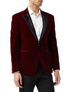 Xposed Herren-Samt-Smoking-Blazer [BLZ-DINNER-SAM-BURGUNDY-46,56EU] von Xposed