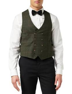 Xposed Jude Herren Classic Tweed Check Double Breasted Weste 1920er Jahre Gatsby Retro maßgeschneiderte Passform[WDB-JUDE-GREEN-62EU] von Xposed