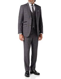 Xposed Neu Herren 3-teiliger grau Karierter Retro Smart Tailored Fit Vintage-Anzug [SUIT-ROGER-GREY-64] von Xposed