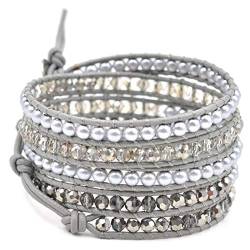 Xptieeck Mehrschichtige Perlen, handgefertigte Perlenarmbänder, Leder-Wickelarmband, antikes geflochtenes Armband, Kortex von Xptieeck