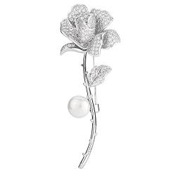 Brosche Rose Brosche Exquisite Perle Damen Pin Anzug Zubehör Jacke Anzug BH (D 1 Stück) von XqmarT