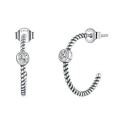 Damen-Ohrringe, 925er-Sterlingsilber, geflochtenes Seil, rund, „Wir werden immer nach fünf Sternen streben“, 19 mm Durchmesser, personalisierte modische Ohrringe für Frauen von XqmarT