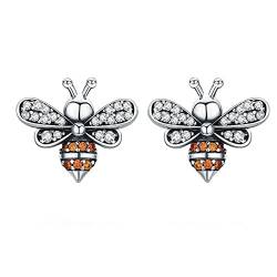Damen-Ohrringe, Bee Story, transparent, exquisite Damen-Ohrringe, modischer Silberschmuck, 925er Sterlingsilber-Ohrringe (SCE344 B) von XqmarT