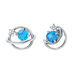 Damen Ohrringe 925 Silber Mystic Planet Blue Opal Mond Stern Ohrringe Damen Modeschmuck Ohrstecker Damen Geschenke von XqmarT