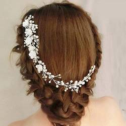 Diamant Tiara Braut weiße Blume Strass Hochzeit Stirnband Haarkamm Kopfschmuck Zubehör von XqmarT