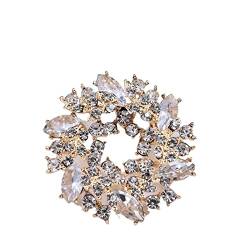 Luxuriöse Vintage-Kristall-Strass-Brosche für Damen, goldene Zinnia-Metallbrosche, Schal, modisches Accessoire (Farbe: 6, Größe: Einheitsgröße) (4 in Einheitsgröße) von XqmarT