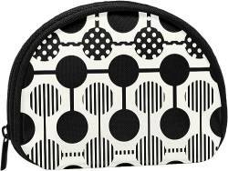 Polka Dot Stripes Black and White Circle, Portemonnaie Shell Make-up-Tasche Damen Aufbewahrungstasche Kleine Münzbörse Shell-Wechseltasche von XqmarT
