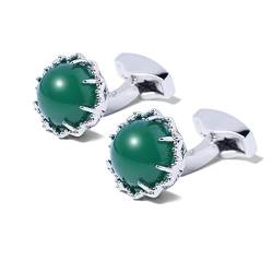 Smaragd-Manschettenknöpfe für Herren, leichte Luxus-Mode-Manschettenknöpfe, Business-Accessoires, Geschenk (D 18 mm) von XqmarT