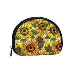 Vintage-Sonnenblumen-Farm-Druck, Geldbörse, Muschel-Make-up-Tasche, Damen-Aufbewahrungstasche, kleine Geldbörse, Muschel-Wechseltasche von XqmarT