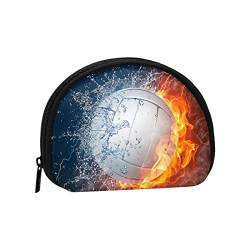 Volleyball-Ball im Feuerwasser, Geldbörse, Muschel-Make-up-Tasche, Damen-Aufbewahrungstasche, kleine Münzbörse, Muschel-Wechseltasche von XqmarT