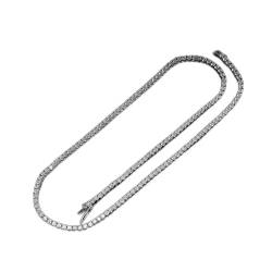 XqmarT 2,5 mm Moissanit-Halskette mit vollem Diamant-Anhänger, 925er Sterlingsilber, Schmuck für Damen und Herren (56 cm) von XqmarT