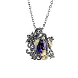 XqmarT 925 Silber Damen Halskette Amethyst Anhänger Damen Blumenschmuck Kette von XqmarT