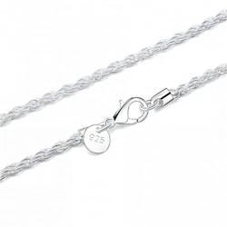 XqmarT 925 Sterling Silber Herren Edlen Schmuck 3mm Twist Seil Kette Halskette Größen 16-30 Zoll Halskette Choker () von XqmarT