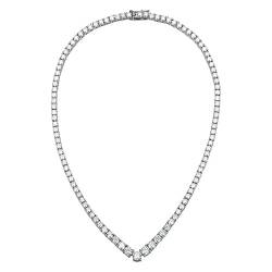 XqmarT 925 Sterling Silber Moissanit-Halskette für Damen, komplett mit Diamanten, Bankett-Kette, Riemen-Schmuck (18" (45 cm)) von XqmarT