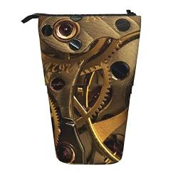 XqmarT Cooles Steampunk-Zahnrad-Druck-Teleskop-Federmäppchen, Ständer-Stifthalter mit Reißverschluss, Make-up-Tasche, Bleistiftbeutel, Stifttasche von XqmarT