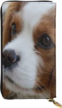 XqmarT Niedliche Cavalier King Charles Spaniel-Geldbörsen, große Kapazität, für Männer und Frauen, Geldbörsen, Kreditkarten, Mikrofaser-Leder-Geldbörse von XqmarT