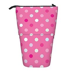 XqmarT Rosa Polka Dots Print Teleskop-Federmäppchen, Ständer-Stifthalter mit Reißverschluss, Make-up-Tasche, Bleistiftbeutel, Stifttasche von XqmarT