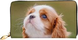 XqmarT Schöne Cavalier King Charles Spaniel Hunde-Geldbörsen, großes Fassungsvermögen, für Herren und Damen, Geldbörsen, Kreditkarten, Mikrofaser-Leder-Geldbörse von XqmarT