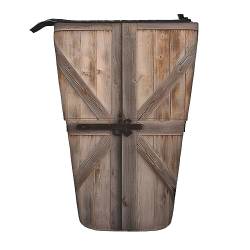 XqmarT Teleskop-Federmäppchen mit Motiv „Country Barn Wood Door Print“, Ständer-Stifthalter mit Reißverschluss, Make-up-Tasche, Bleistiftbeutel, Stifttasche von XqmarT