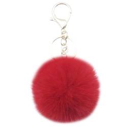 Xsclpomddy Pom Pom Schlüsselbund künstliche weiche Kaninchenhaar Taschenanhänger Ball Schlüsselanhänger für Handtasche Auto Anhänger Dekoration,red von Xsclpomddy