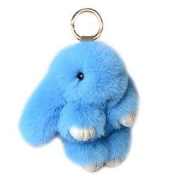 Xsclpomddy Süße Plüsch Hase Schlüsselanhänger Plüsch-Häschen Schlüsselanhänger Pom Poms Taschenanhänger Handtasche Autoschlüssel Dekoration,light blue von Xsclpomddy