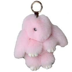 Xsclpomddy Süße Plüsch Hase Schlüsselanhänger Plüsch-Häschen Schlüsselanhänger Pom Poms Taschenanhänger Handtasche Autoschlüssel Dekoration,light pink von Xsclpomddy
