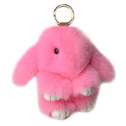 Xsclpomddy Süße Plüsch Hase Schlüsselanhänger Plüsch-Häschen Schlüsselanhänger Pom Poms Taschenanhänger Handtasche Autoschlüssel Dekoration,pink von Xsclpomddy