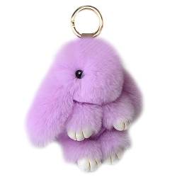Xsclpomddy Süße Plüsch Hase Schlüsselanhänger Plüsch-Häschen Schlüsselanhänger Pom Poms Taschenanhänger Handtasche Autoschlüssel Dekoration,purple von Xsclpomddy