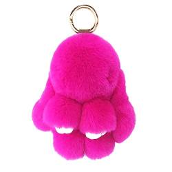 Xsclpomddy Süße Plüsch Hase Schlüsselanhänger Plüsch-Häschen Schlüsselanhänger Pom Poms Taschenanhänger Handtasche Autoschlüssel Dekoration,rose von Xsclpomddy