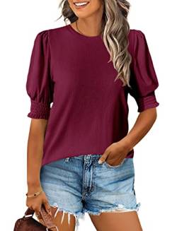 Damen Sommer Top Rundhals Tee Kurzarm Tanks Casual Bluse Shirts Tops von XuBa