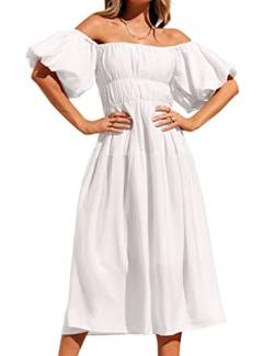 XuBa Kleider Damen Sommer, 2023 Kleider für Frauen Boho Elegant Sexy Schulterfreies Midi Festlich Sommerkleid von XuBa