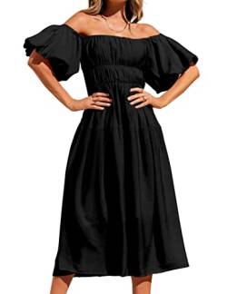 XuBa Kleider Damen Sommer, 2023 Kleider für Frauen Boho Elegant Sexy Schulterfreies Midi Festlich Sommerkleid von XuBa