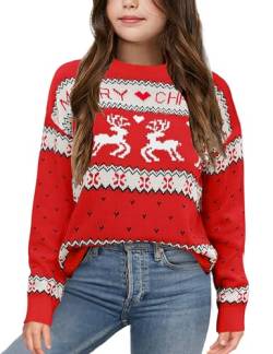 XuBa Mädchen Pullover Weihnachten Kabel Strick Langarm Christmas Pullover Sweater Santa Pullover von XuBa