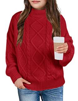 XuBa Pullover Mädchen Langärm Zopfmuster Casual Warm Winter Stehkragen Sweater von XuBa