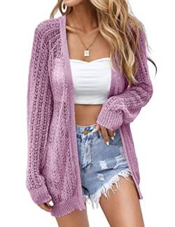 XuBa Strickjacke Damen Sommer,Leichte Dünne Häkeln Langarm Strand Strickjacke Cover Up von XuBa