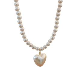 Xuanxi Halskette, modische Halskette, Schmuck, schicke Perlen, auffälliger Herzanhänger, Kunstperlen von Xuanxi