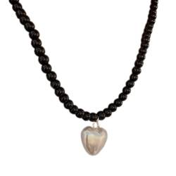 Xuanxi Halskette, modische Halskette, Schmuck, schicke Perlen, auffälliger Herzanhänger, Kunstperlen von Xuanxi